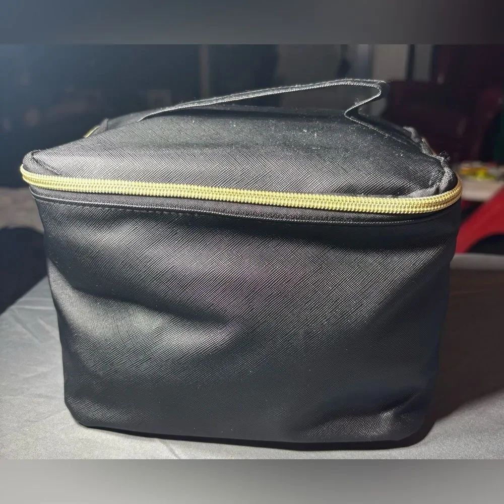 New Large Black Travel Toiletry Bag with Gold Zipper